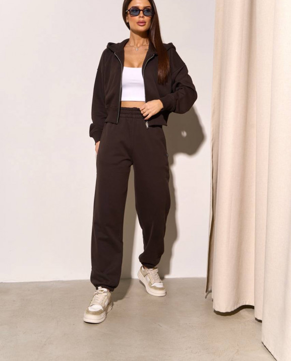 0809 спортивний костюм на блискавці з капюшоном зі штанами на резинці